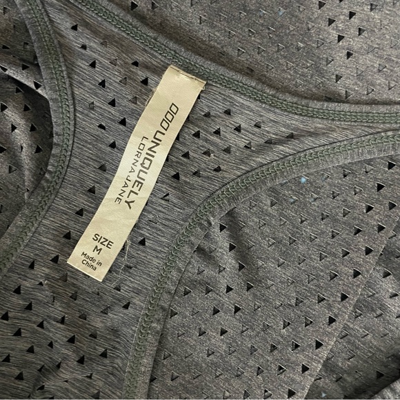 Lorna Jane Dark Grey v-Neck Racerback Triangle Laser Cut Pattern M - Picture 6 of 7